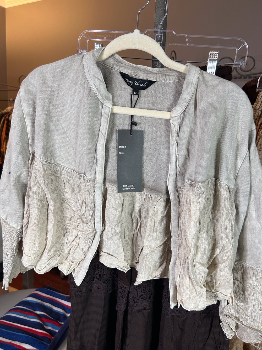YOUNG THREADS CREAM BALERO SIZE XLARGE